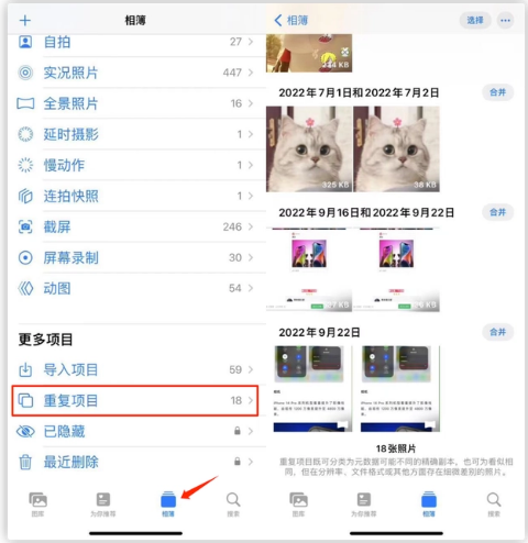 凯里苹果手机维修分享iOS 16 中相册重复项目功能使用方法 