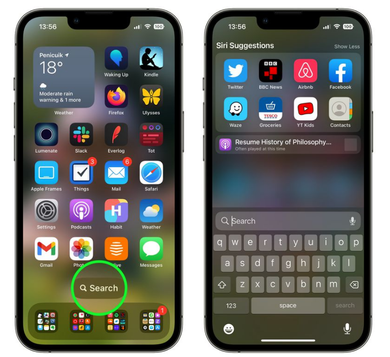 凯里苹果手机维修分享升级到 iOS 16 后，如何删除主屏幕上的搜索按钮 